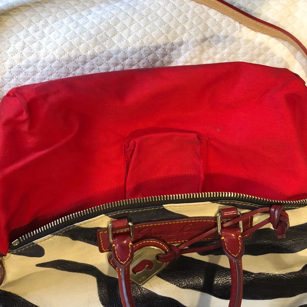 DOONEY & BOURKE Florentine Vacchetta Leather Juliette Zebra Striped Dome Satchel